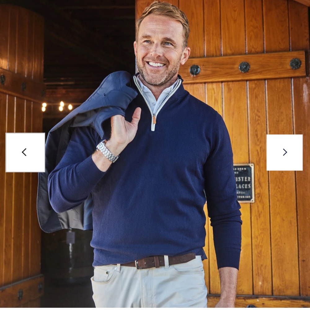 Men's Classic navy Luxury touch cotton & cashmere sweater